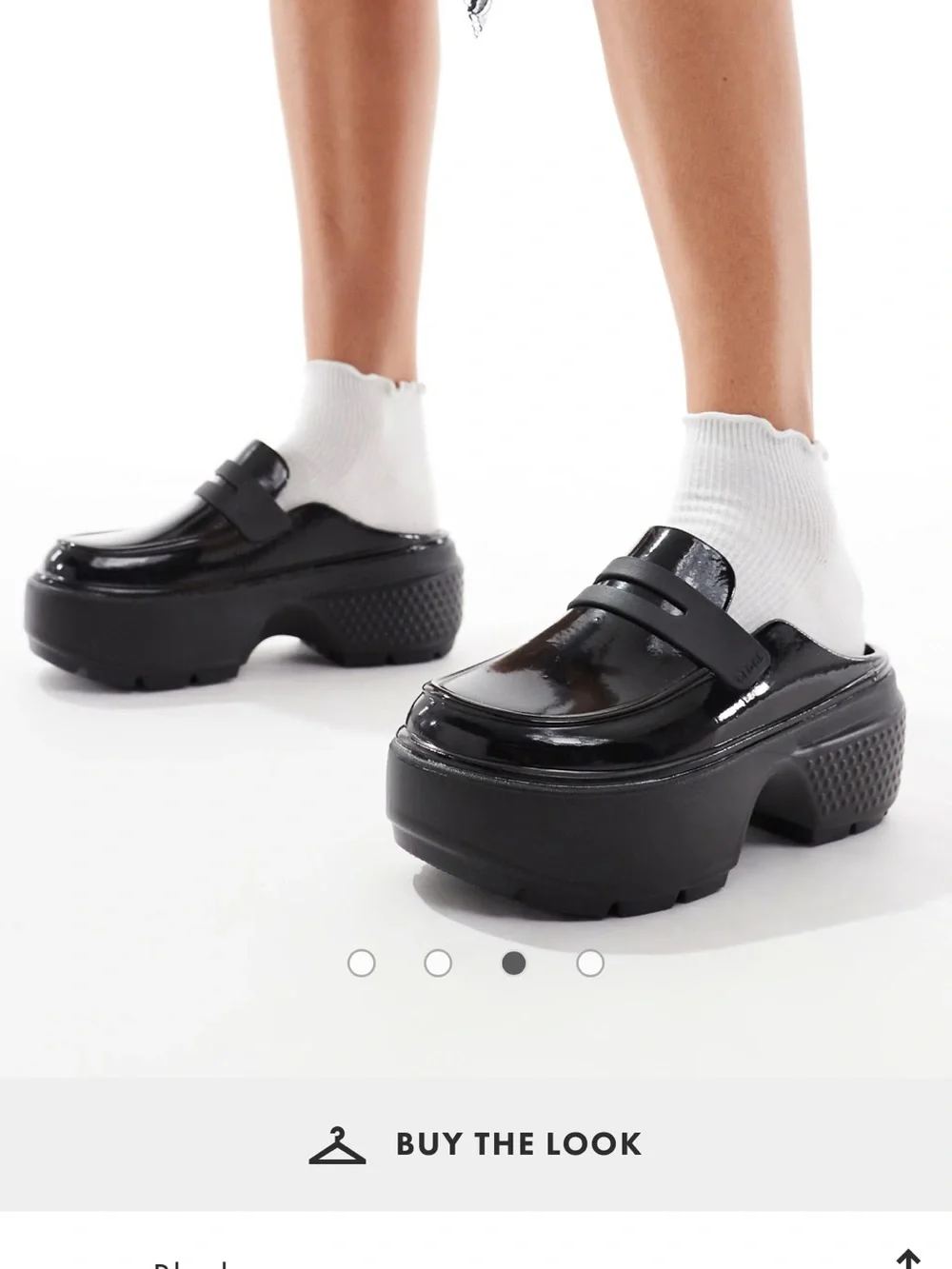 Crocs STOMP High Shine Patent Black Platform Loafers for Women - Picture 5 of 6